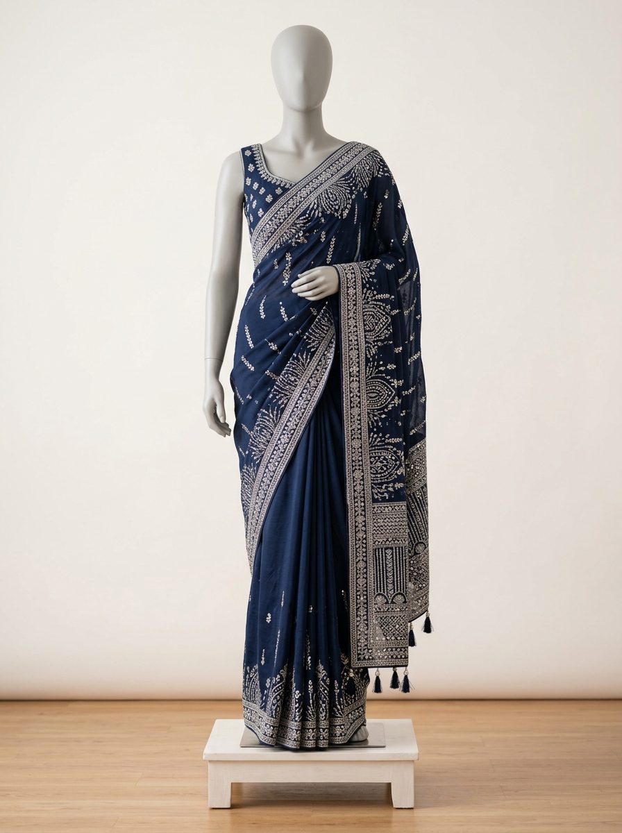 Navy Designer Saree